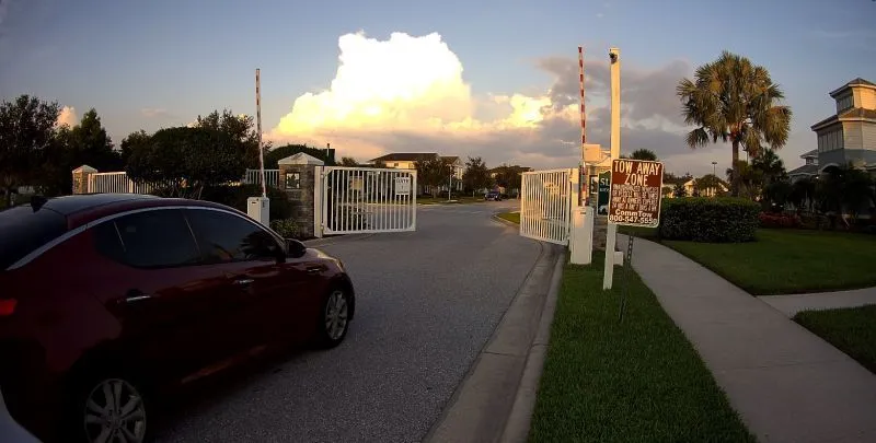 Full system upgrade in Manatee County, showing a new IP camera and access control panel for vehicle and pedestrian management.