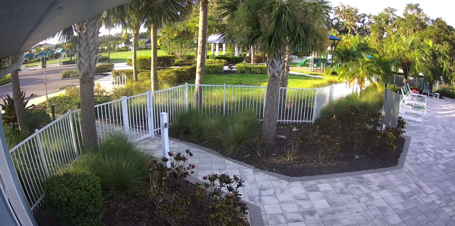 Secure key-fob access control system on a pool gate at the Indigo community in Lakewood Ranch.